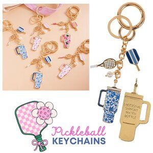 NEW Pickleball Keychains Bag Charms Cute Fun Gift Waterbottle Paddle Racket